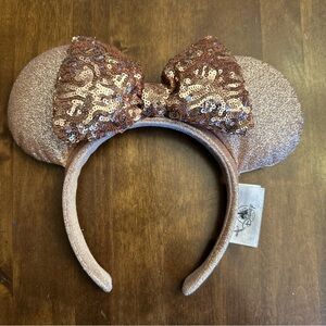 Disney Parks 2019 Briar Rose Gold Sequin Bow Minnie Ears Headband Disneyland  💕